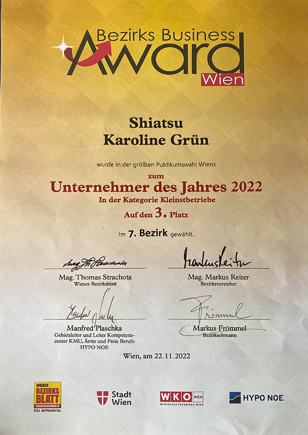 bezirks business award -karoline grün- unternehmer des jahres 2022
